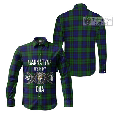Bannatyne Tartan Long Sleeve Button Shirt with Family Crest DNA In Me Style Men's Shirt - Tartanvibesclothing Shop