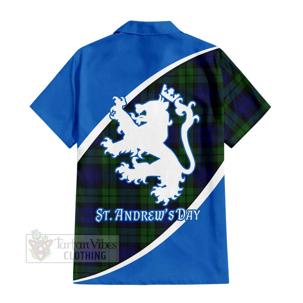 Tartan Vibes Clothing Bannatyne Family Crest Tartan Short Sleeve Button Shirt Celebrate Saint Andrew's Day in Style