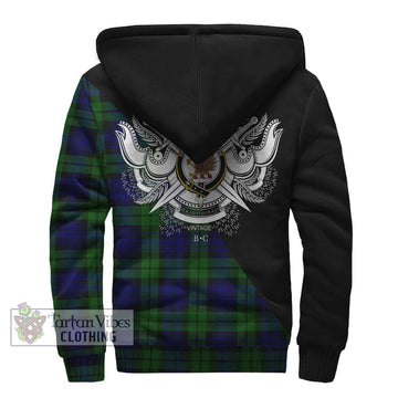 Bannatyne Tartan Sherpa Hoodie with Family Crest and Military Logo Style - Tartanvibesclothing Shop