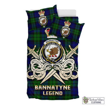 Tartan Vibes Clothing Bannatyne Tartan Bedding Set with Clan Crest and the Golden Sword of Courageous Legacy