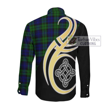 Bannatyne Tartan Long Sleeve Button Shirt with Family Crest and Celtic Symbol Style Men's Shirt - Tartan Vibes Clothing