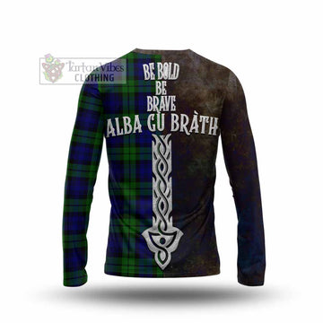 Tartan Vibes Clothing Bannatyne Tartan Family Crest Long Sleeve T-Shirt Alba Gu Brath Be Brave Lion Ancient Style