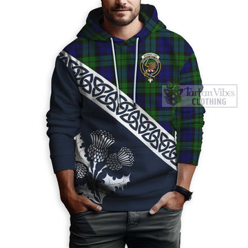 Tartan Vibes Clothing Bannatyne Tartan Hoodie Featuring Thistle and Scotland Map