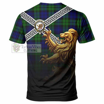 Tartan Vibes Clothing Bannatyne Crest Tartan T-Shirt with Golden Lion Emblem Celtic Style