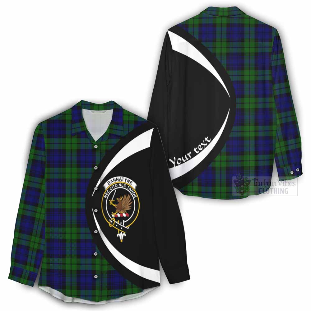 Bannatyne Tartan Women's Casual Shirt with Family Crest Circle Style - Tartan Vibes Clothing