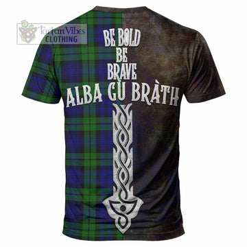 Tartan Vibes Clothing Bannatyne Tartan Family Crest T-Shirt Alba Gu Brath Be Brave Lion Ancient Style
