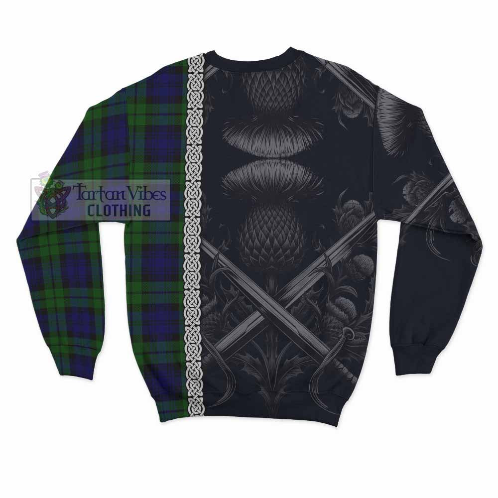 Tartan Vibes Clothing Bannatyne Tartan Sweatshirt with Family Crest Cross Sword Thistle Celtic Vibes
