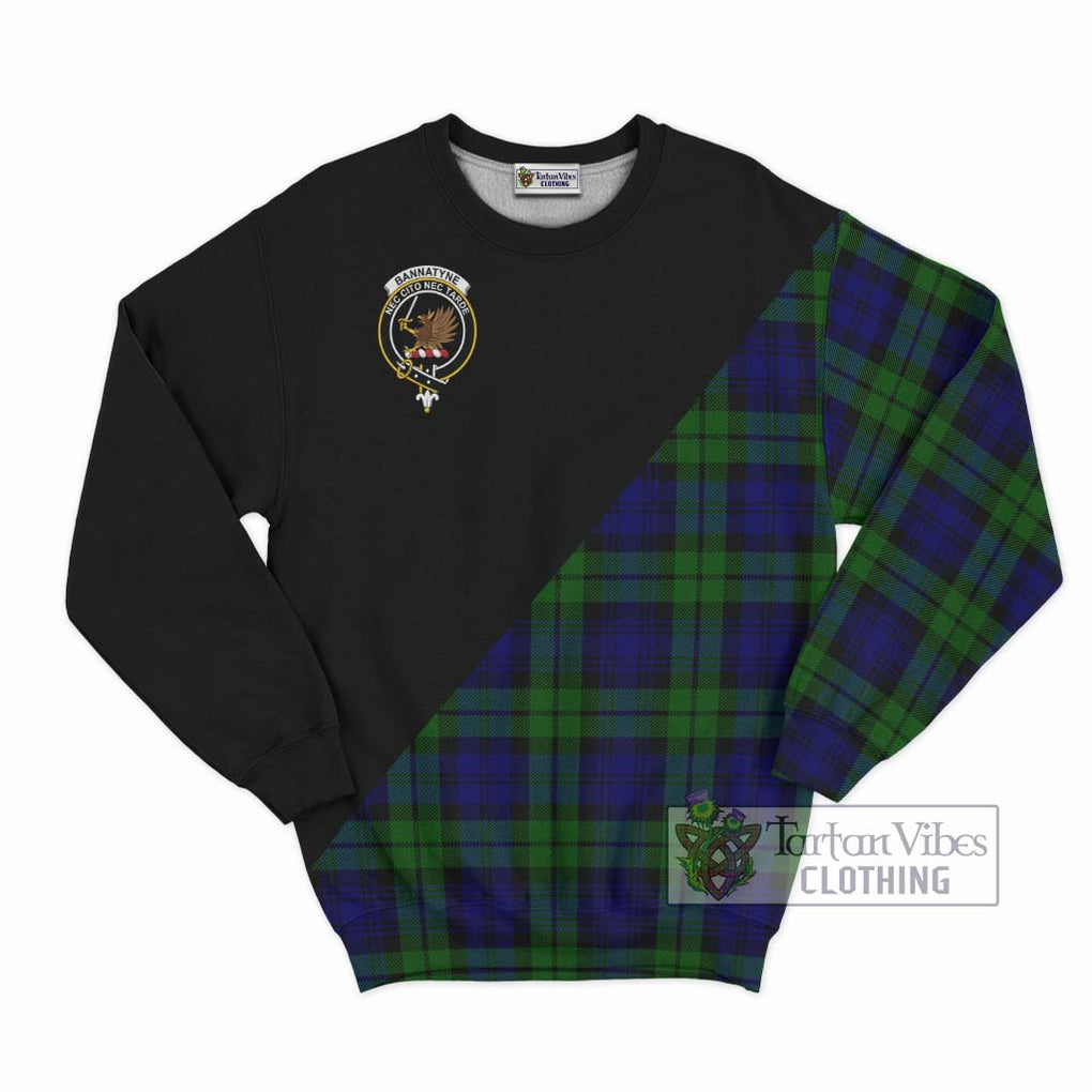 Bannatyne Tartan Sweatshirt with Family Crest and Military Logo Style - Tartanvibesclothing Shop