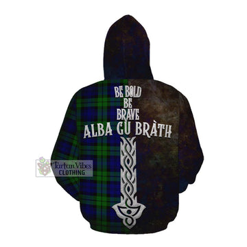 Tartan Vibes Clothing Bannatyne Tartan Family Crest Cotton Hoodie Alba Gu Brath Be Brave Lion Ancient Style