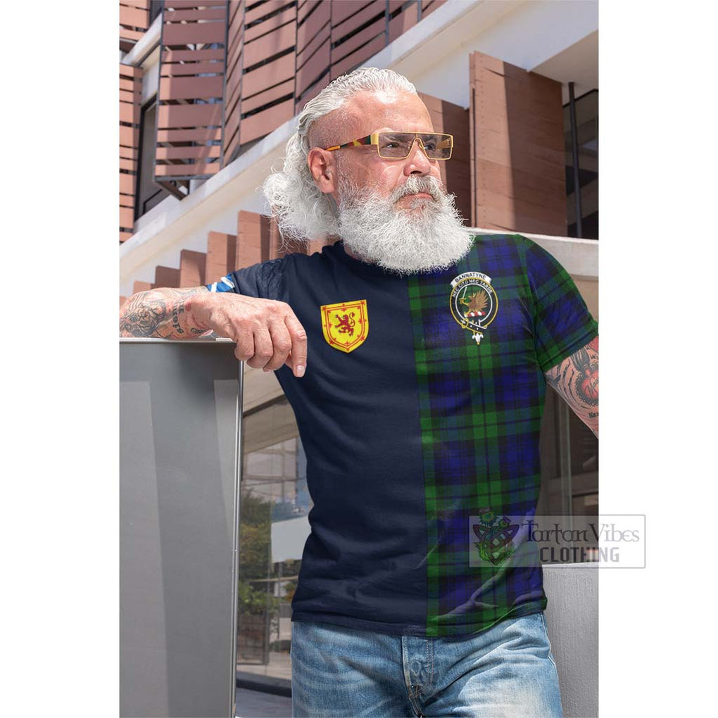 Tartan Vibes Clothing Bannatyne Tartan Cotton T-shirt with Scottish Lion Royal Arm Half Style