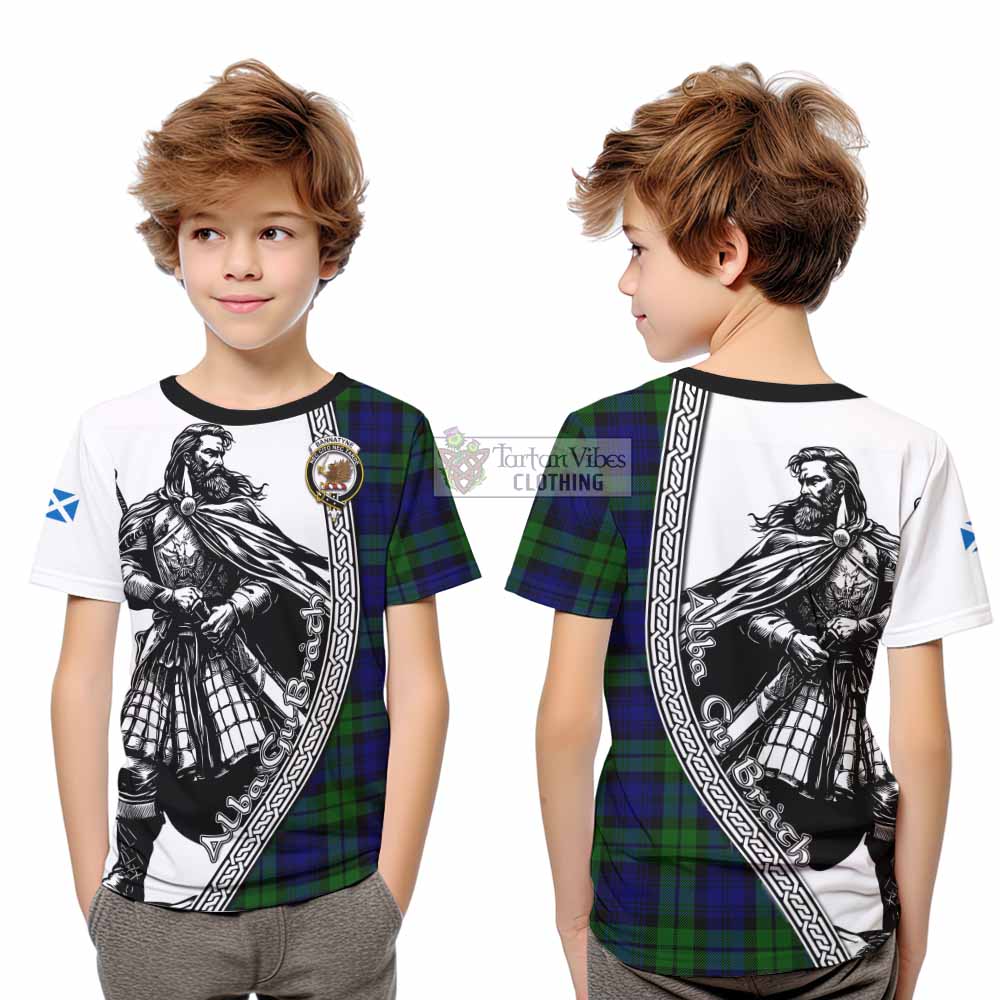 Bannatyne Tartan Clan Crest Kid T-Shirt with Highlander Warrior Celtic Style