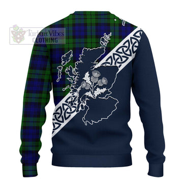 Tartan Vibes Clothing Bannatyne Tartan Knitted Sweater Featuring Thistle and Scotland Map