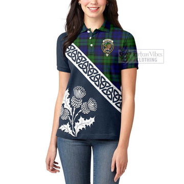 Bannatyne Tartan Women's Polo Shirt Featuring Thistle and Scotland Map - Tartanvibesclothing Store