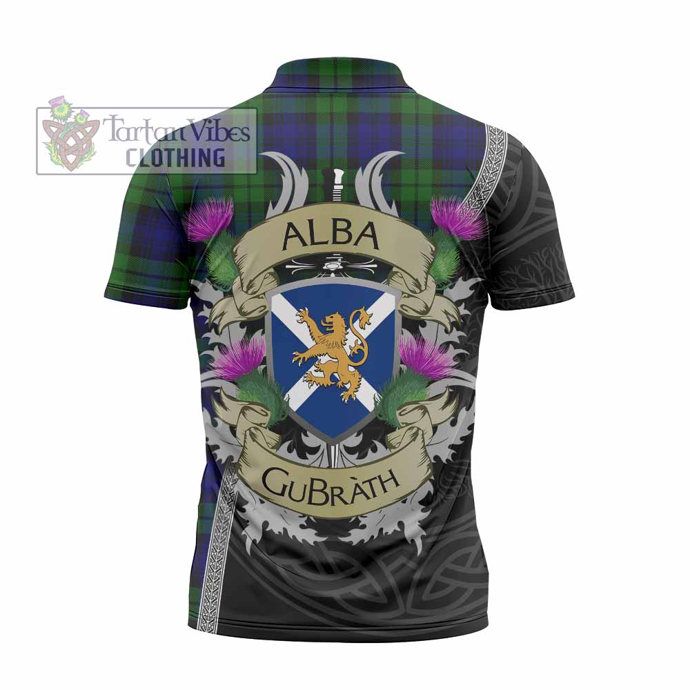 Tartan Vibes Clothing Bannatyne Tartan Family Crest Zipper Polo Shirt Lion Rampant Royal Thistle Shield Celtic Inspired