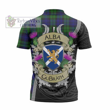 Tartan Vibes Clothing Bannatyne Tartan Family Crest Zipper Polo Shirt Lion Rampant Royal Thistle Shield Celtic Inspired