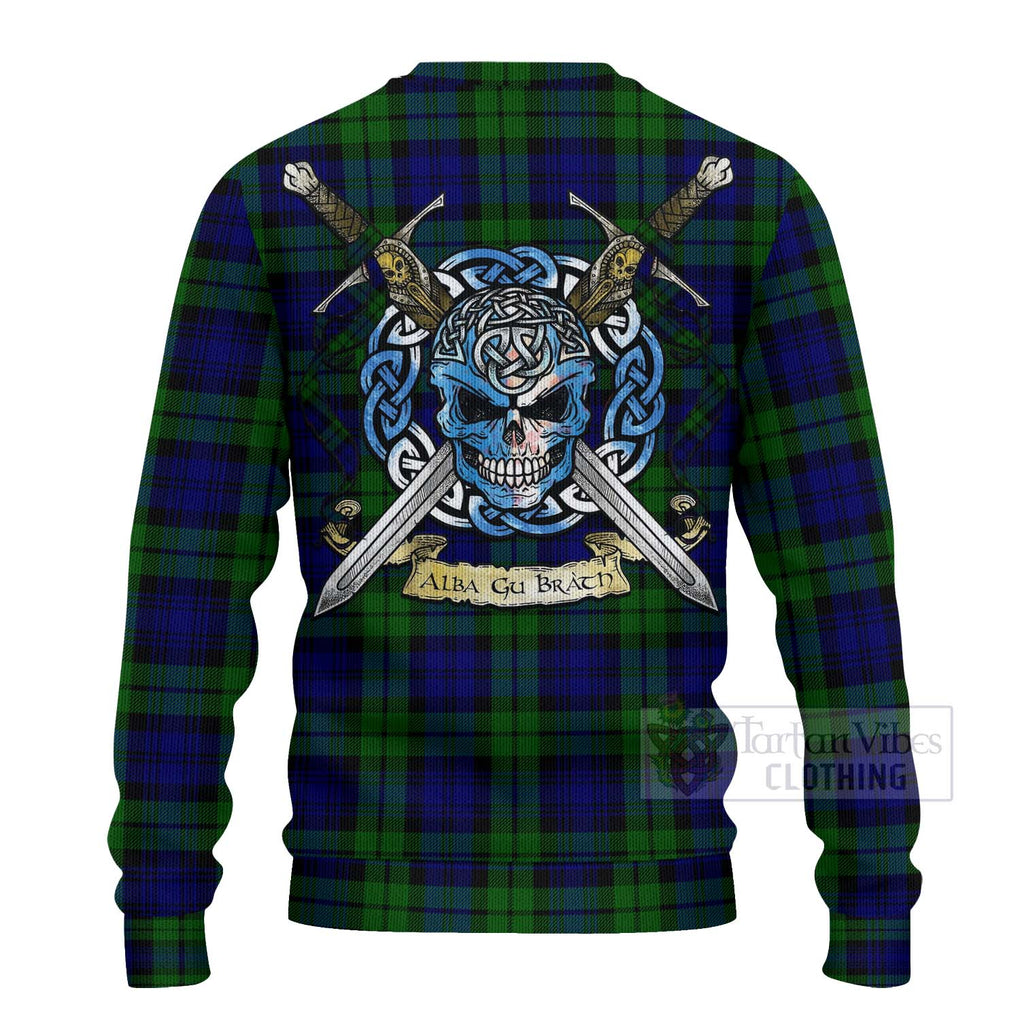 Tartan Vibes Clothing Bannatyne Tartan Knitted Sweater with Family Crest Celtic Skull Style