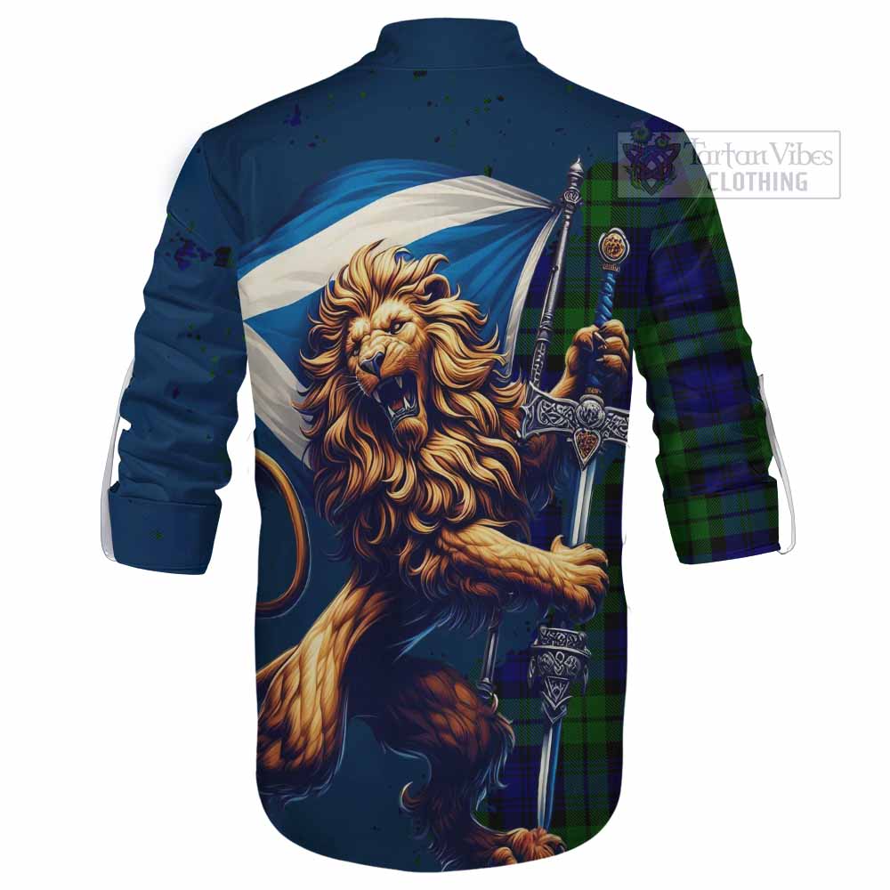 Tartan Vibes Clothing Bannatyne Tartan Family Crest Ghillie Kilt Shirt with Scottish Majestic Lion