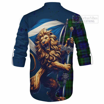 Tartan Vibes Clothing Bannatyne Tartan Family Crest Ghillie Kilt Shirt with Scottish Majestic Lion