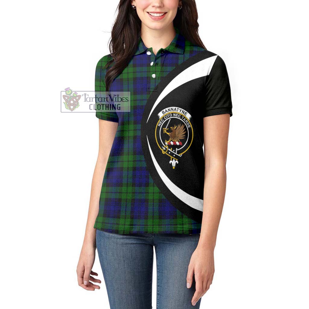 Bannatyne Tartan Women's Polo Shirt with Family Crest Circle Style - Tartan Vibes Clothing