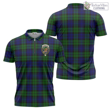 Tartan Vibes Clothing Bannatyne Tartan Zipper Polo Shirt with Family Crest