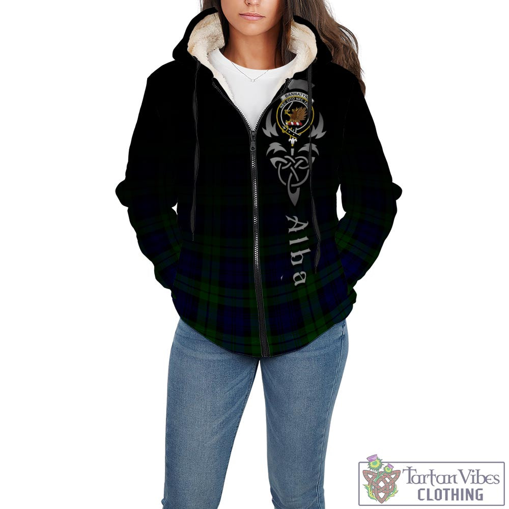 Tartan Vibes Clothing Bannatyne Tartan Sherpa Hoodie Featuring Alba Gu Brath Family Crest Celtic Inspired