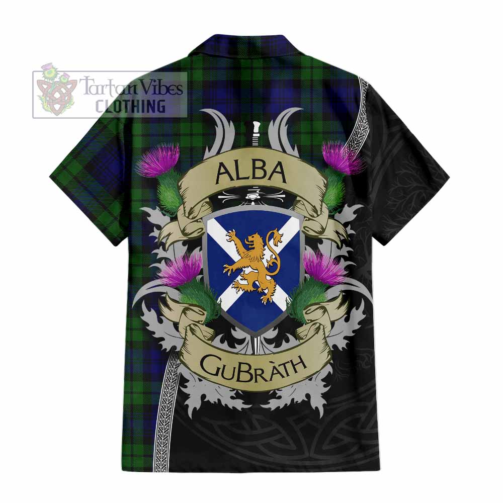 Tartan Vibes Clothing Bannatyne Tartan Family Crest Short Sleeve Button Shirt Lion Rampant Royal Thistle Shield Celtic Inspired