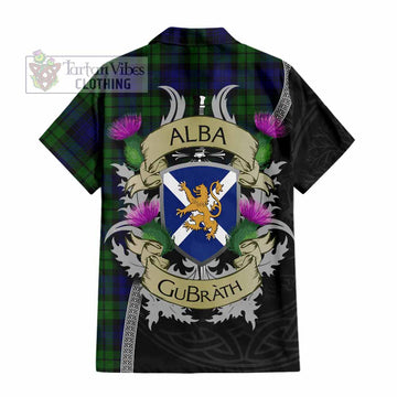 Tartan Vibes Clothing Bannatyne Tartan Family Crest Short Sleeve Button Shirt Lion Rampant Royal Thistle Shield Celtic Inspired