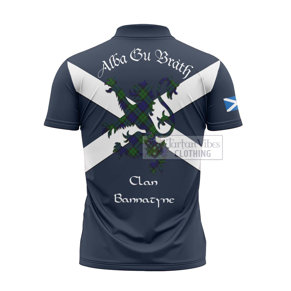 Tartan Vibes Clothing Bannatyne Tartan Lion Rampant Zipper Polo Shirt – Proudly Display Your Heritage with Alba Gu Brath and Clan Name