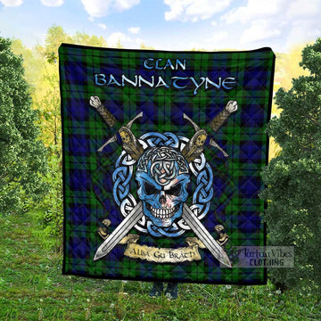 Tartan Vibes Clothing Bannatyne Tartan Quilt with Celtic Skull Alba Gu Brath Style
