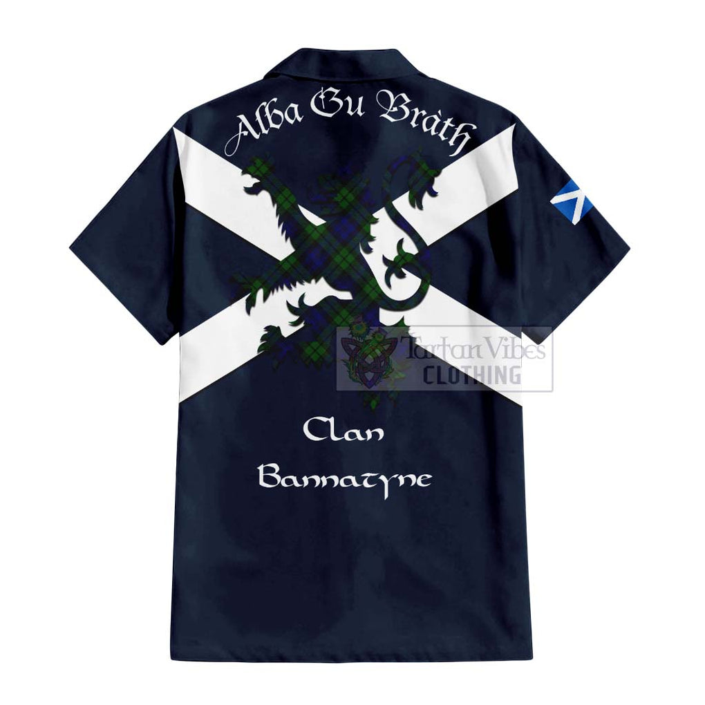 Tartan Vibes Clothing Bannatyne Tartan Lion Rampant Short Sleeve Button Shirt – Proudly Display Your Heritage with Alba Gu Brath and Clan Name