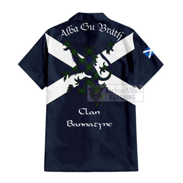 Tartan Vibes Clothing Bannatyne Tartan Lion Rampant Short Sleeve Button Shirt – Proudly Display Your Heritage with Alba Gu Brath and Clan Name