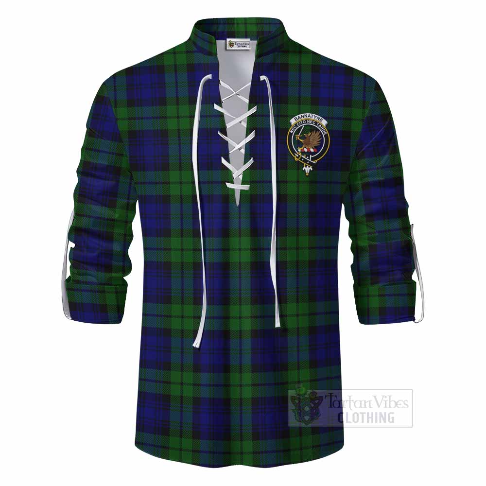 Tartan Vibes Clothing Bannatyne Tartan Ghillie Kilt Shirt with Family Crest DNA In Me Style