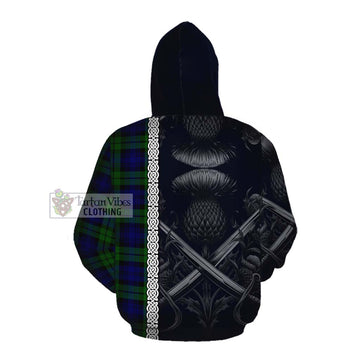 Tartan Vibes Clothing Bannatyne Tartan Cotton Hoodie with Family Crest Cross Sword Thistle Celtic Vibes