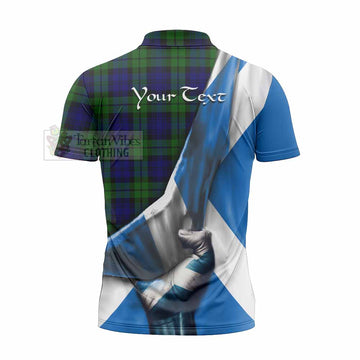 Tartan Vibes Clothing Bannatyne Tartan Zipper Polo Shirt with Family Crest Scotland Patriotic Style