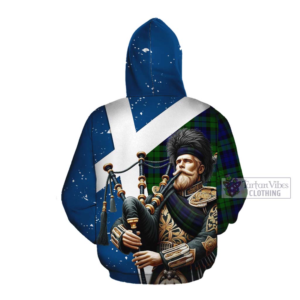 Tartan Vibes Clothing Bannatyne Tartan Cotton Hoodie with Family Crest Scottish Bagpiper Vibes