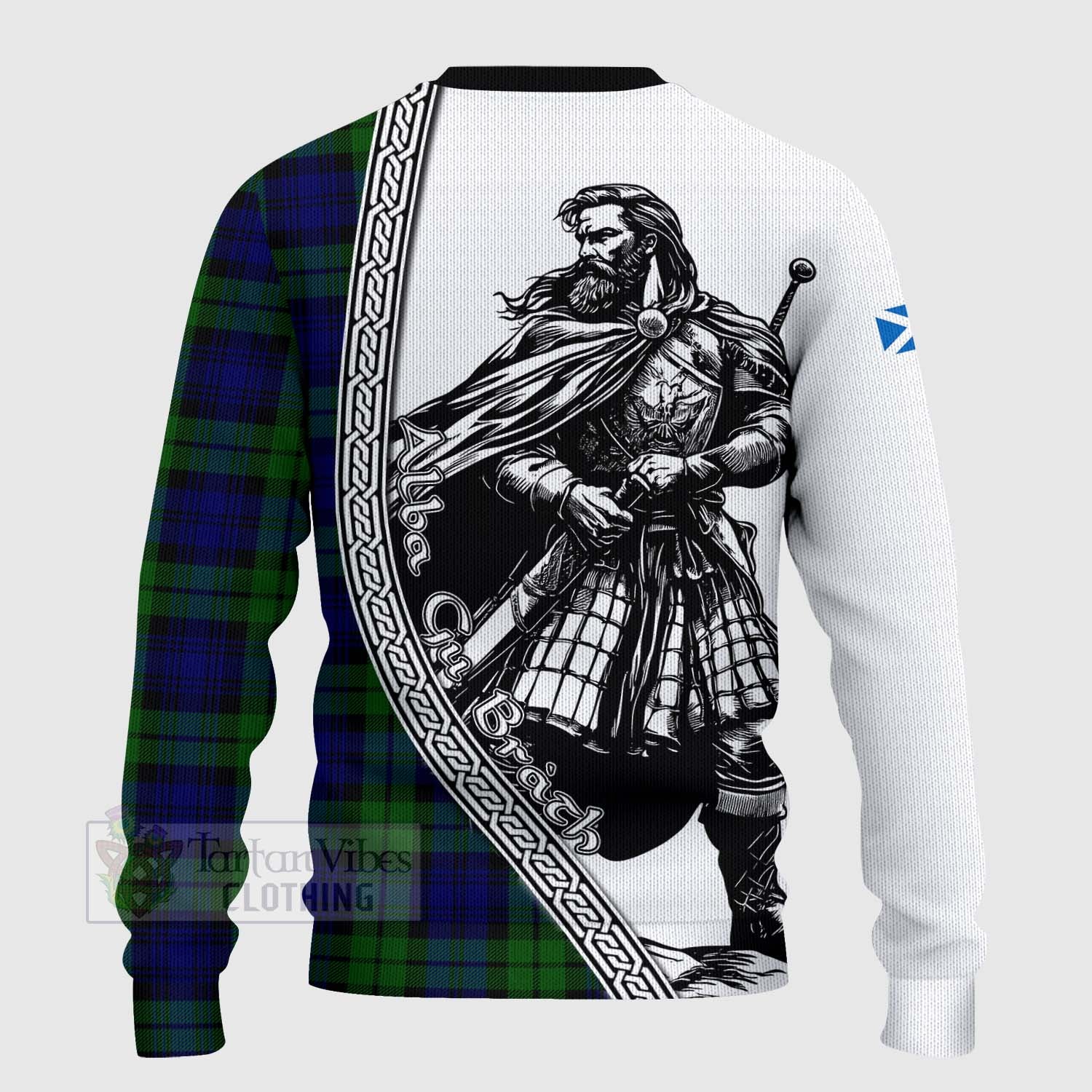Tartan Vibes Clothing Bannatyne Tartan Clan Crest Knitted Sweater with Highlander Warrior Celtic Style
