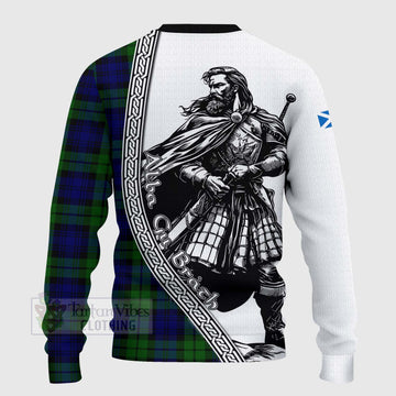 Tartan Vibes Clothing Bannatyne Tartan Clan Crest Knitted Sweater with Highlander Warrior Celtic Style