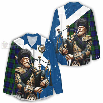 Bannatyne Tartan Women's Casual Shirt with Family Crest Scottish Bagpiper Vibes - Tartan Vibes Clothing