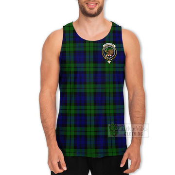 Tartan Vibes Clothing Bannatyne Tartan Men's Tank Top with Family Crest Celtic Skull Style