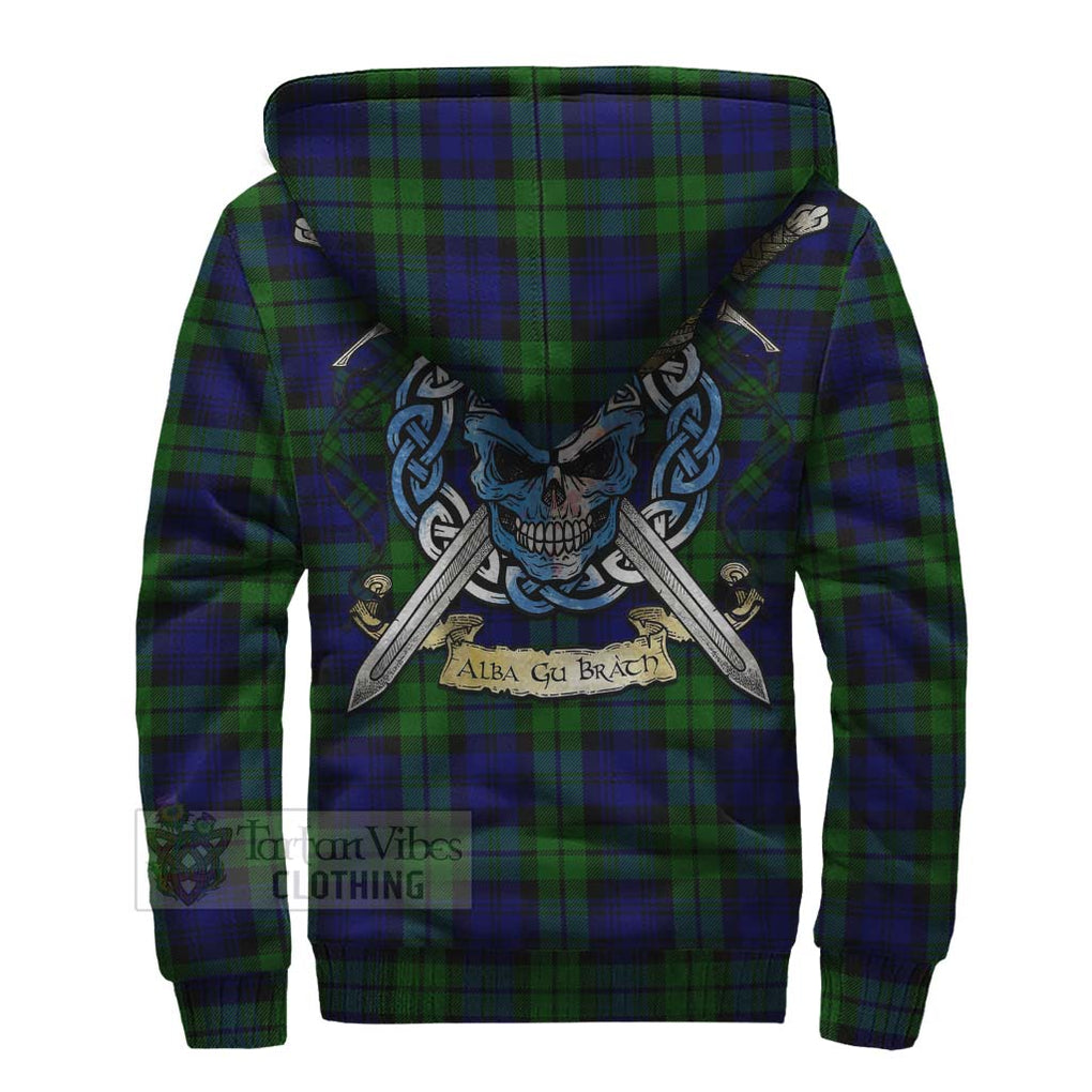 Tartan Vibes Clothing Bannatyne Tartan Sherpa Hoodie with Family Crest Celtic Skull Style