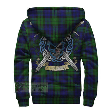 Tartan Vibes Clothing Bannatyne Tartan Sherpa Hoodie with Family Crest Celtic Skull Style