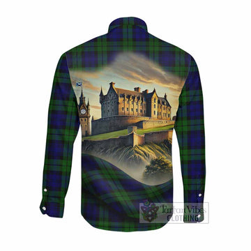 Tartan Vibes Clothing Bannatyne Tartan Family Crest Long Sleeve Button Shirt with Scottish Ancient Castle Style