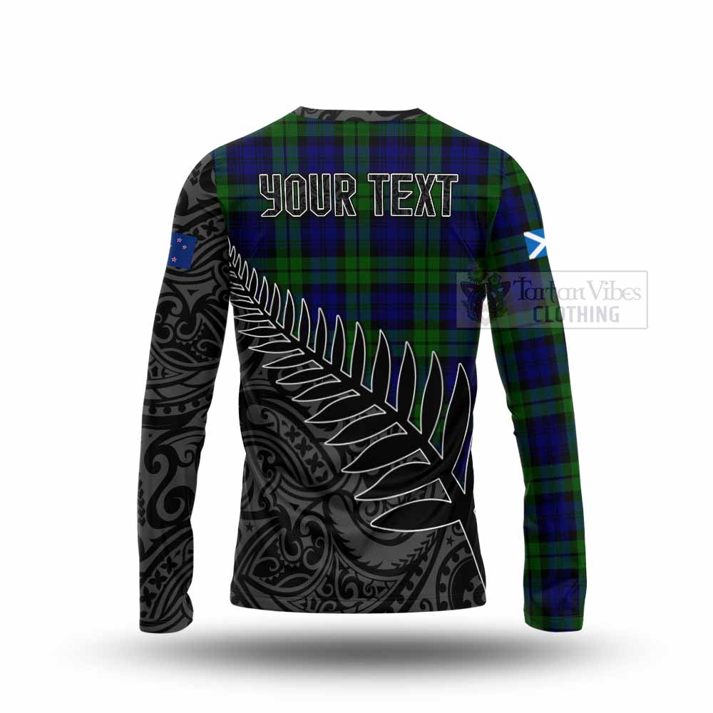 Tartan Vibes Clothing Bannatyne Crest Tartan Long Sleeve T-Shirt with New Zealand Silver Fern Half Style
