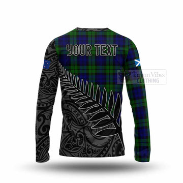 Tartan Vibes Clothing Bannatyne Crest Tartan Long Sleeve T-Shirt with New Zealand Silver Fern Half Style