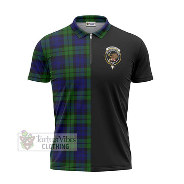 Bannatyne Tartan Zipper Polo Shirt with Family Crest and Half Of Me Style - Tartanvibesclothing Shop