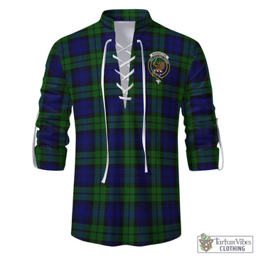 Tartan Vibes Clothing Bannatyne Tartan Men's Scottish Traditional Jacobite Ghillie Kilt Shirt with Family Crest