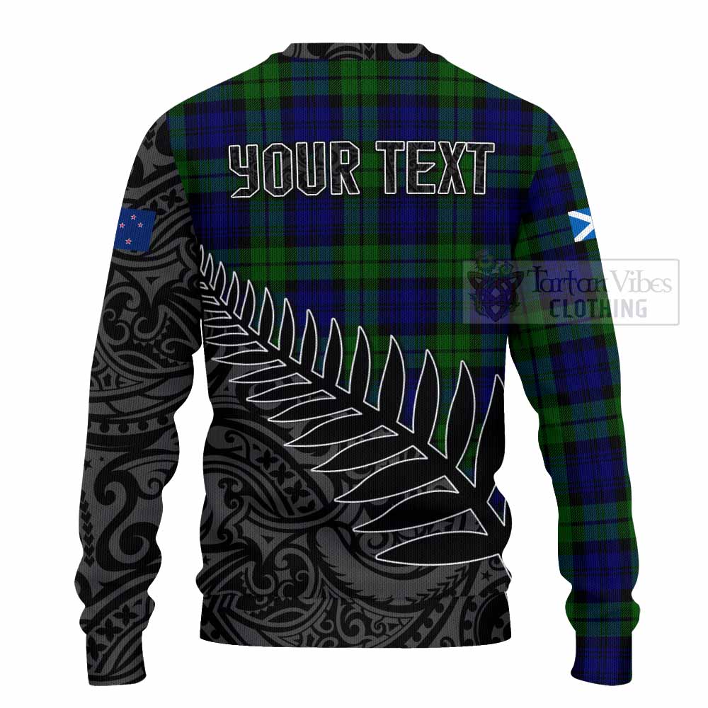 Bannatyne Crest Tartan Knitted Sweater with New Zealand Silver Fern Half Style - Tartan Vibes Clothing
