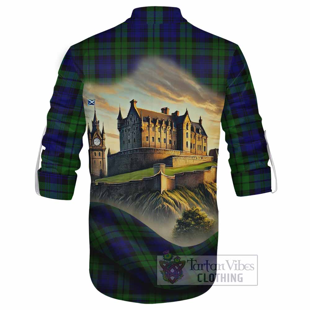 Tartan Vibes Clothing Bannatyne Tartan Family Crest Ghillie Kilt Shirt with Scottish Ancient Castle Style