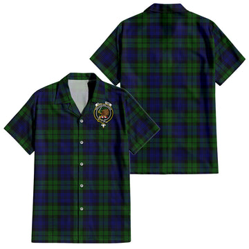 Bannatyne Tartan Short Sleeve Button Down Shirt with Family Crest - Tartanvibesclothing