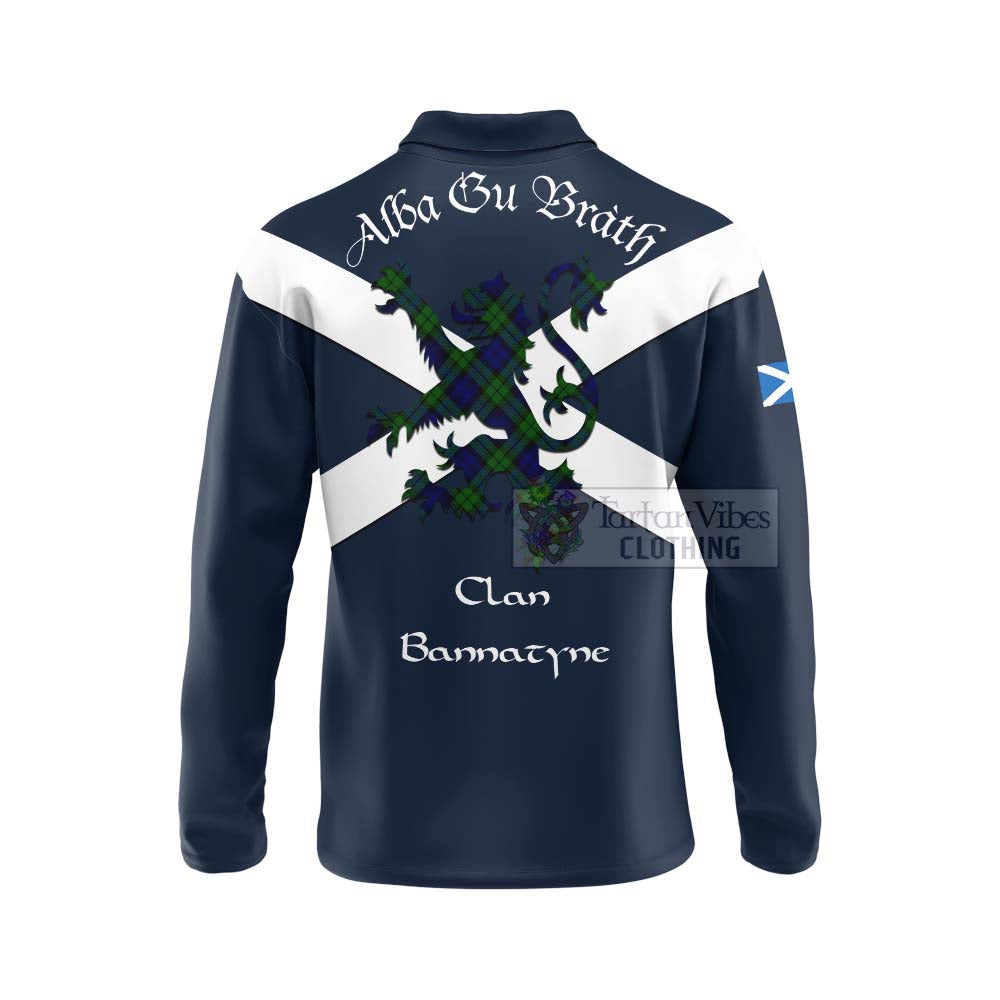 Tartan Vibes Clothing Bannatyne Tartan Lion Rampant Long Sleeve Polo Shirt – Proudly Display Your Heritage with Alba Gu Brath and Clan Name